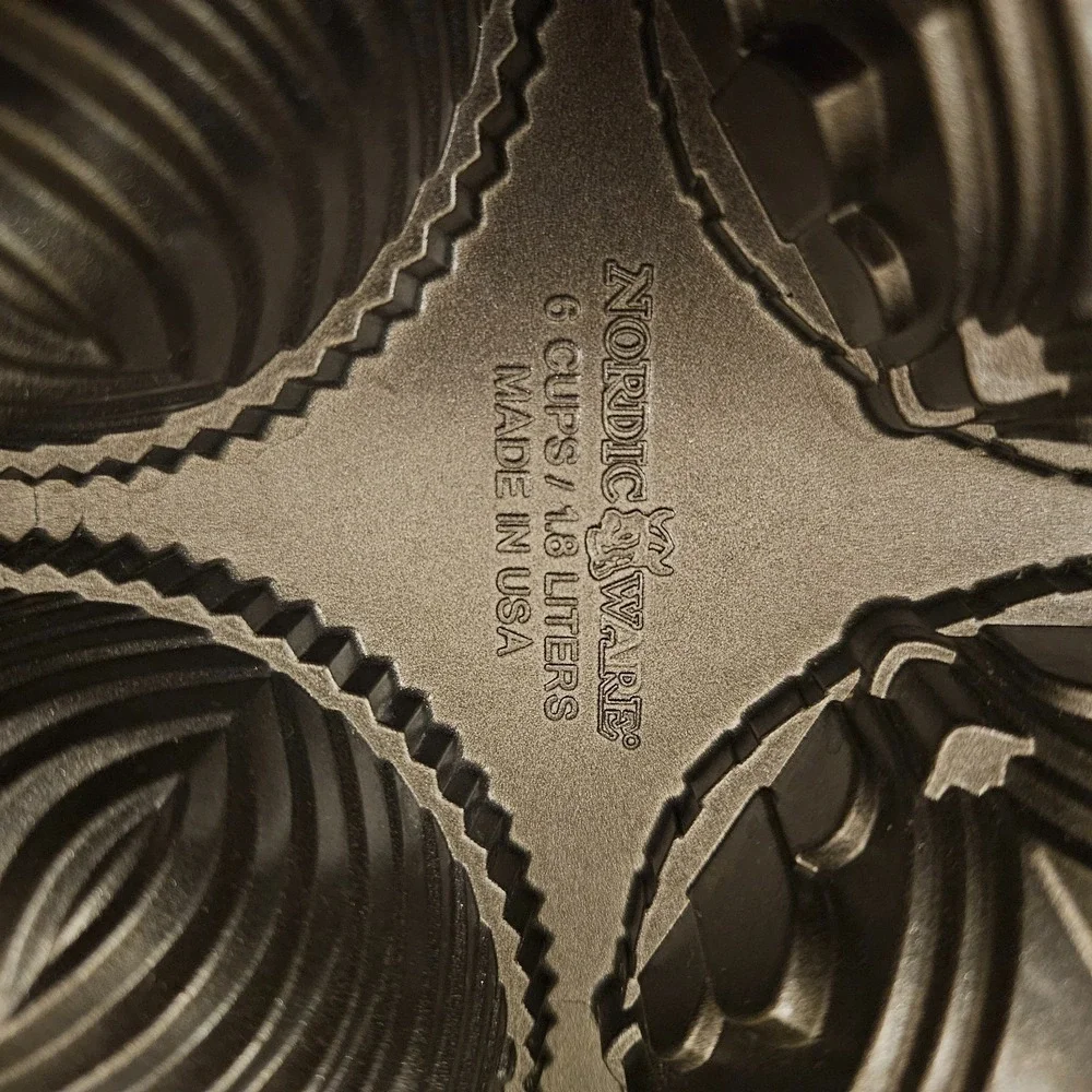Nordic Ware Mini Bundt Cake Pan 6 Cup 3 Designs Cast Aluminum Made in USA